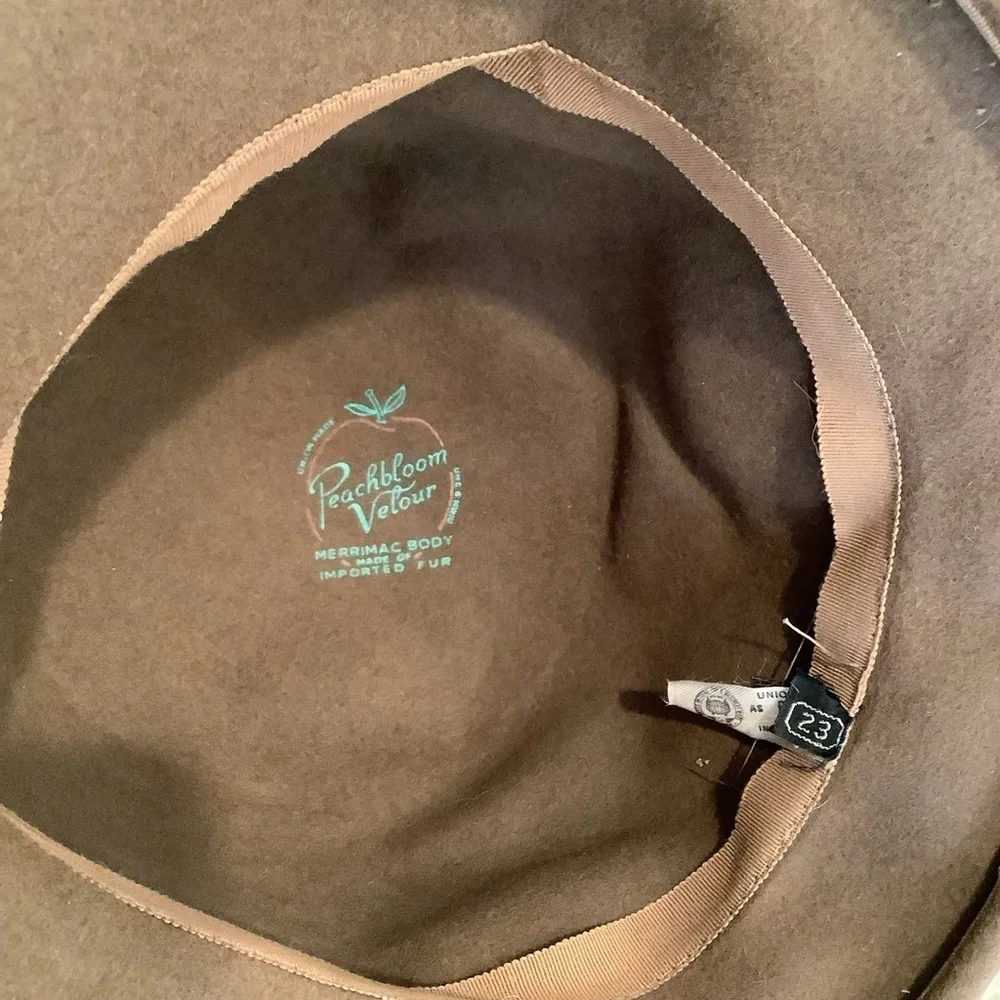 Vintage Brown Peachbloom Velour Cloche Bucket Hat 1950’s - Picture 4 of 5